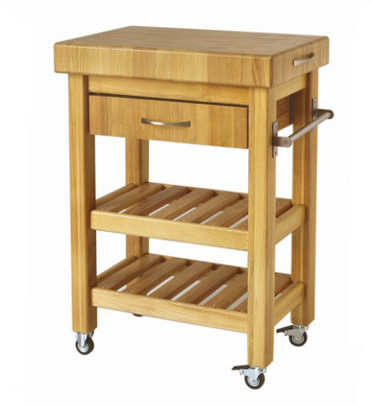 carrello in legno per cucina con cassetto